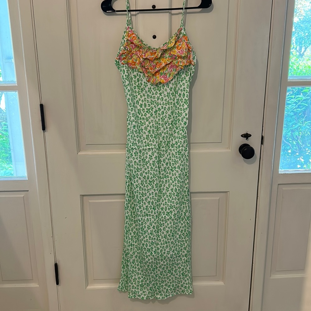 Rixo midi dress with ruffle top